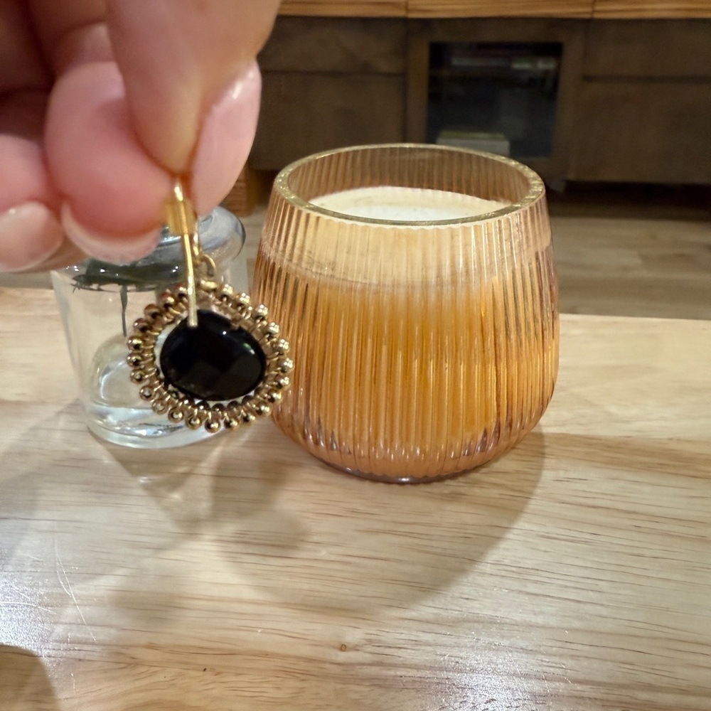 Gold and Black Dangle Earrings - Picture 5 of 5